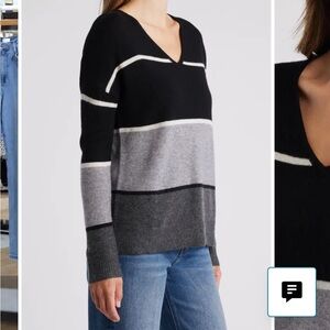 Griffen Women's Black Wool Cashmere V-Neck Sweater